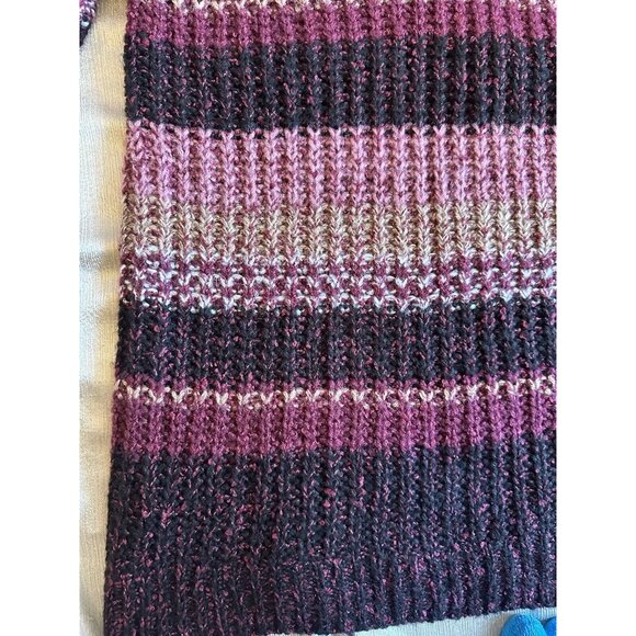 Lane Bryant Sweater Womens 14/16 Burgundy Striped Knit‎ Heavy Pullover V Neck - Picture 6 of 11